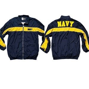 Vintage Navy Windbreaker Accelerate Your Life Deck Jacket Coat L Large